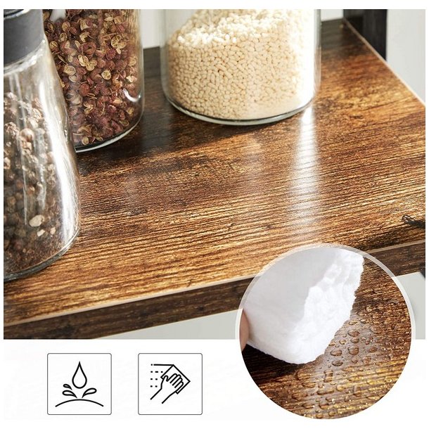 Krydderihylder - k�kkenhylder - sort med 2 rustik brune hylder