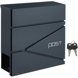 Brevkasse med avisr�r - v�gh�ngt postkasse - antracit brevkasse