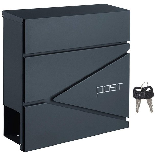 Brevkasse med avisr�r - v�gh�ngt postkasse - antracit brevkasse