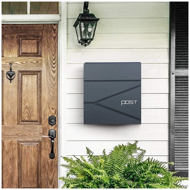 Brevkasse med avisr�r - v�gh�ngt postkasse - antracit brevkasse