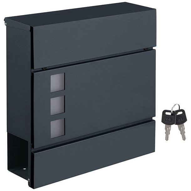 Brevkasse med avisrr - vghngt postkasse - antracit brevkasse