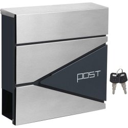 Brevkasse med avisr�r - v�gh�ngt postkasse - antracit/s�lv