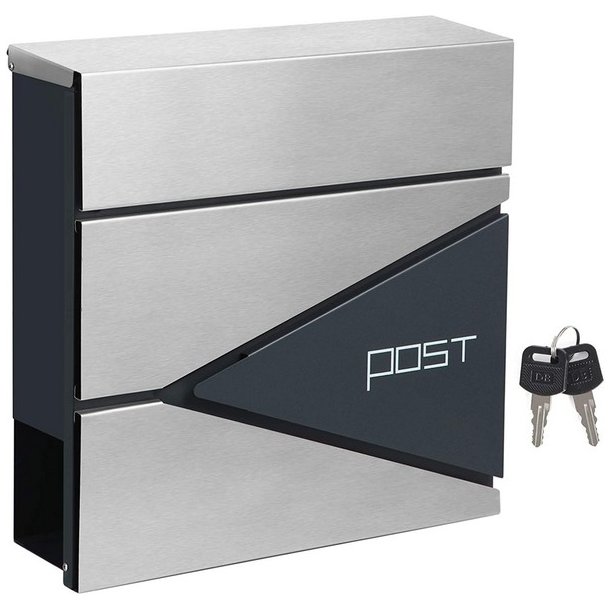 Brevkasse med avisr�r - v�gh�ngt postkasse - antracit/s�lv