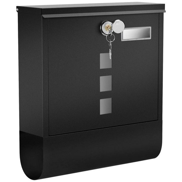 Brevkasse med avisrr - vghngt postkasse - sort brevkasse