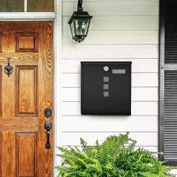 Brevkasse med avisrr - vghngt postkasse - sort brevkasse