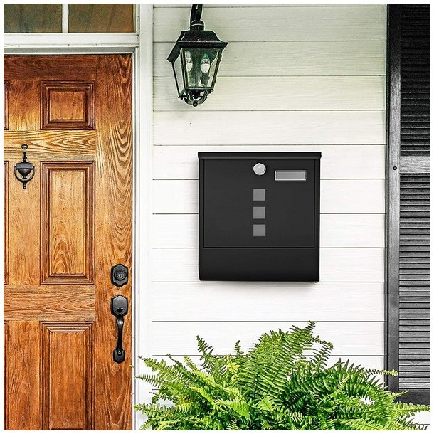 Brevkasse med avisrr - vghngt postkasse - sort brevkasse