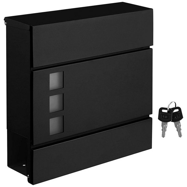 Brevkasse med avisr�r - v�gh�ngt postkasse - sort brevkasse
