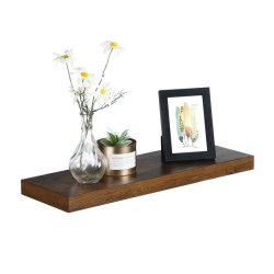 Hylde i tr� - v�gh�ngt tr�hylde - rustik brun v�ghylde 60 x 20 cm