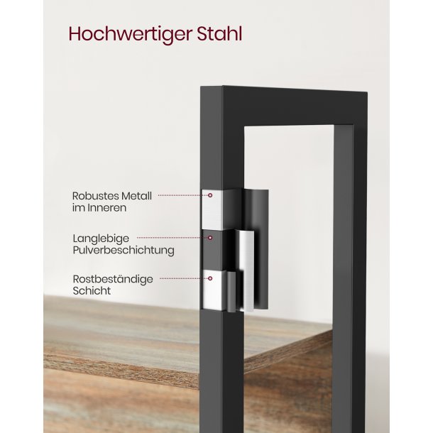 Reol - stor stuereol i industrielt design - brun 158x24x166