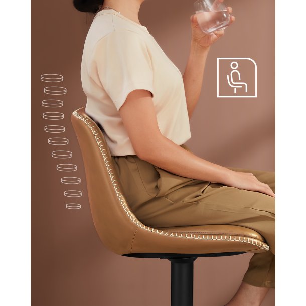 Barstole s�t af 2 - h�je stole med rygl�n og fodst�tte - brun