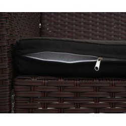 Havebnk - brun polyrattan havebnk med sort hynde