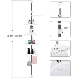 Brusestativ - hjrne brusehylde til badevrelse 95-300 cm