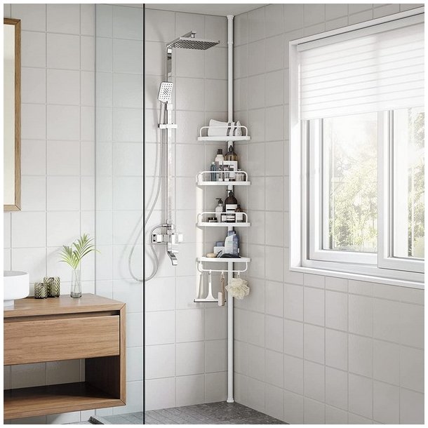 Brusestativ - hjrne brusehylde til badevrelse 85-305 cm