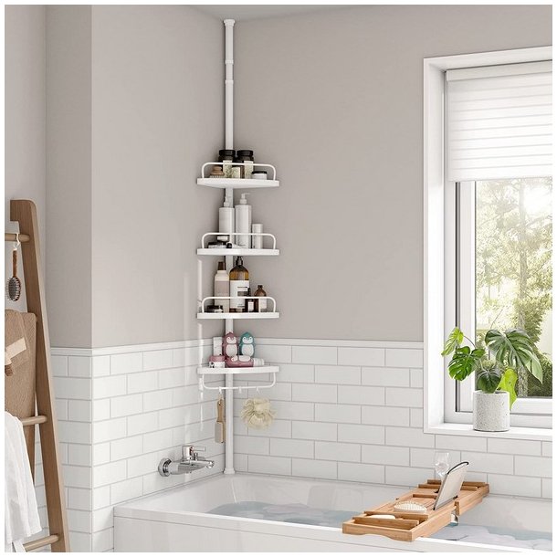 Brusestativ - hjrne brusehylde til badevrelse 85-305 cm