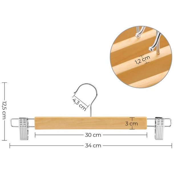 Bukseb�jler i tr� - justerbare 8-pak bukseklemme b�jler - 34 cm