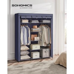 Kl�deskab med stofsider - bl� garderobeskab og t�jskab - 175 cm