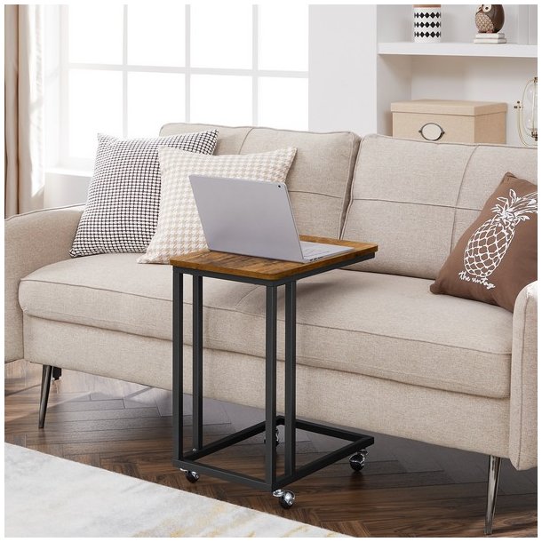 Sidebord i industrielt design til sofa eller seng - rustik brun
