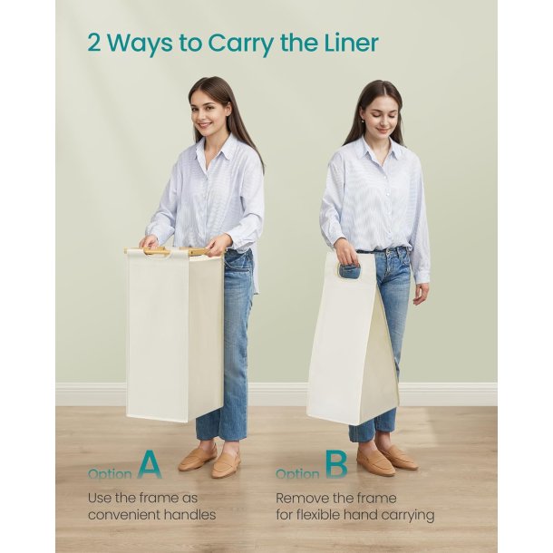 Vasket�jskurve med 3 rum - 3 vasket�jsposer - creme hvid