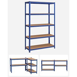 St�lreol med 5 hylder - lagerreol - bl� reol 200 x 120 x 60
