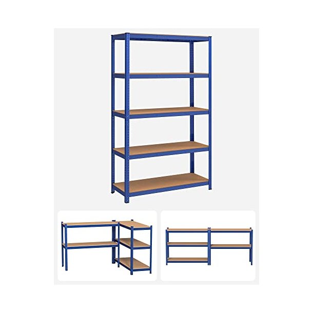 St�lreol med 5 hylder - lagerreol - bl� reol 200 x 120 x 60