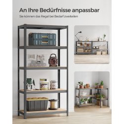 St�lreol med 5 hylder - delbar lagerreol - brun 200 x 100 x 50