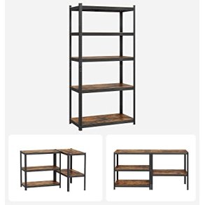 St�lreol med 5 hylder - lagerreol - sort reol 200 x 100 x 50