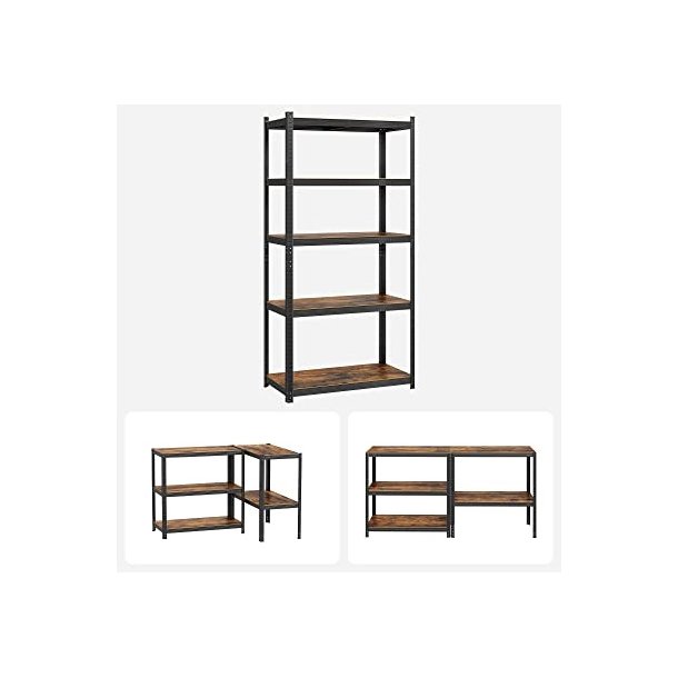 Stlreol med 5 hylder - lagerreol - sort reol 200 x 100 x 50