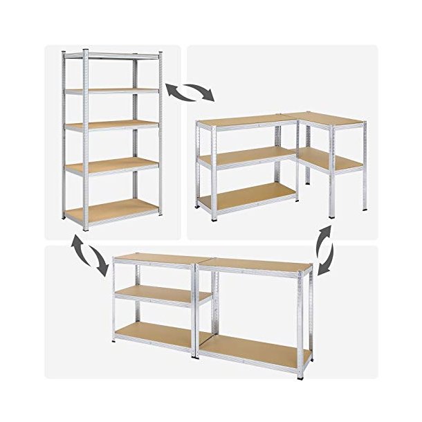Stlreol med 5 hylder - delbar lagerreol - slv 200 x 100 x 50