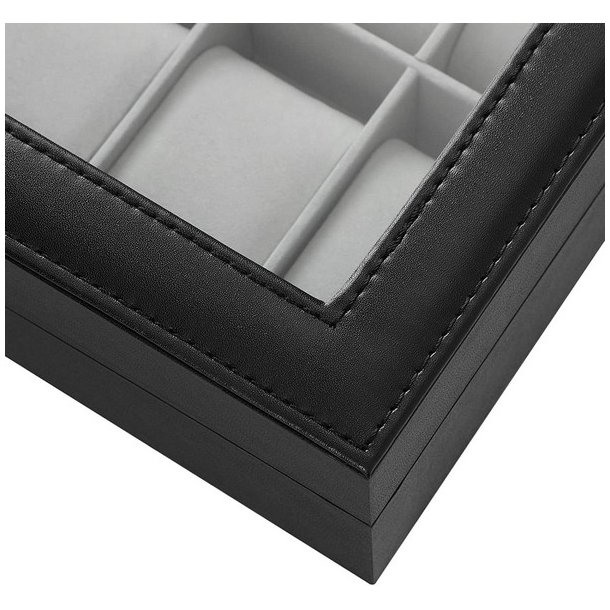 Urboks i kunstl�der - display�ske til 10 ure - sort urkasse