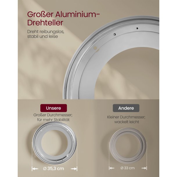 Reol - 360&deg; roterbar bogreol - hvid gulvreol - 43 x 43 x 158