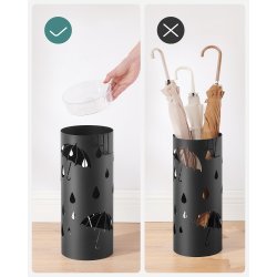 Paraplystativ med kroge og drypbakke - sort paraplyholder