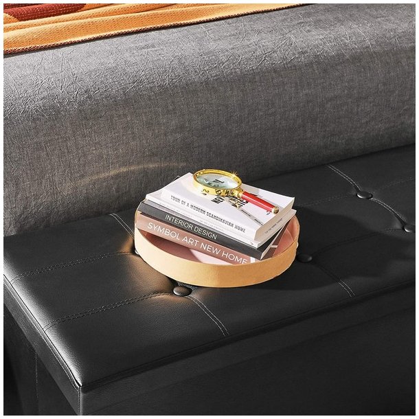 Entreb�nk - skammel med kiste 110 x 38 x 38 - sort kunstl�der