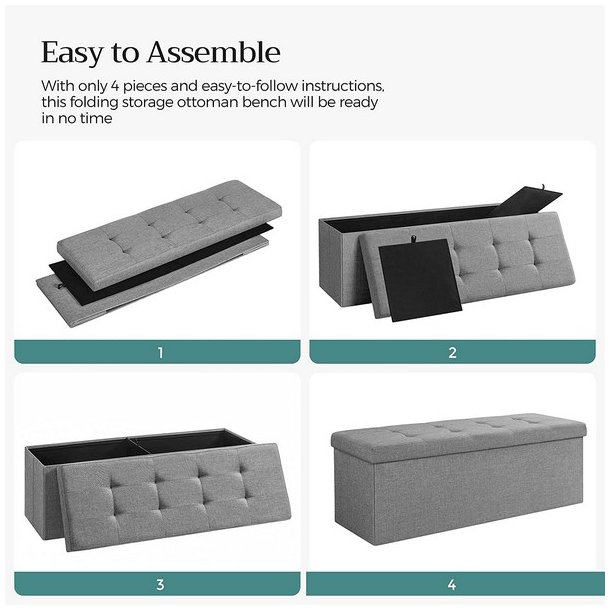 Bnk med kiste - siddebnk med opbevaring 110 x 38 x 38 - lysegr