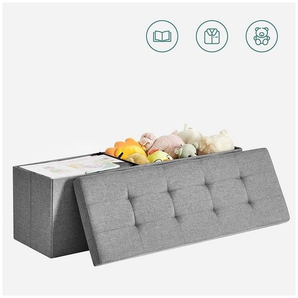 Bnk med kiste - siddebnk med opbevaring 110 x 38 x 38 - lysegr