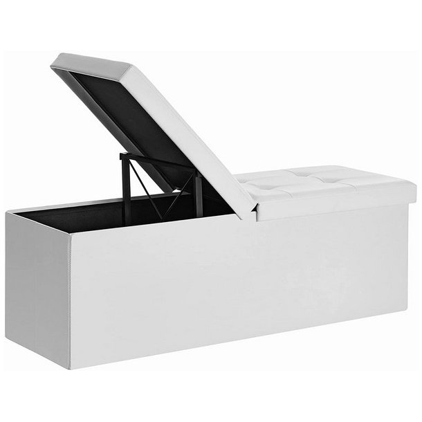 Entreb�nk - siddeb�nk med kiste 110 x 38 x 38 - hvid kunstl�der