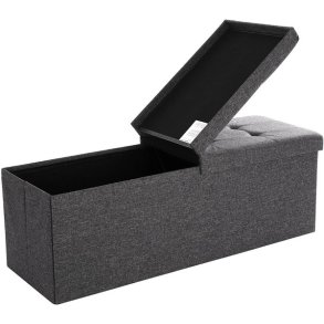 Entreb�nk - siddeb�nk med kiste 110 x 38 x 38 - m�rkegr� stof