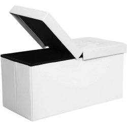 Entreb�nk - siddeb�nk med kiste 76 x 38 x 38 - hvid kunstl�der