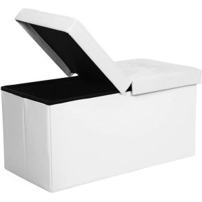 Entreb�nk - siddeb�nk med kiste 76 x 38 x 38 - hvid kunstl�der