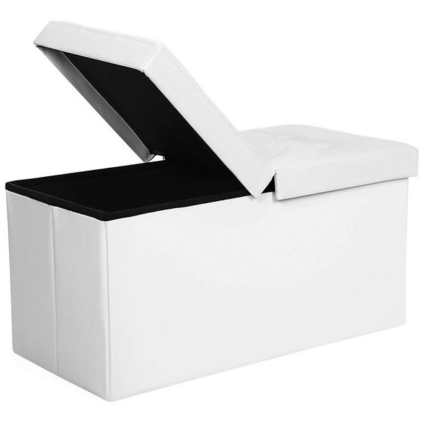 Entreb�nk - siddeb�nk med kiste 76 x 38 x 38 - hvid kunstl�der