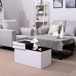 Entreb�nk - siddeb�nk med kiste 76 x 38 x 38 - hvid kunstl�der