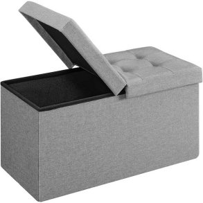 Entreb�nk - siddeb�nk med kiste 76 x 38 x 38 - lysegr� stof