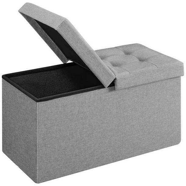 Entreb�nk - siddeb�nk med kiste 76 x 38 x 38 - lysegr� stof