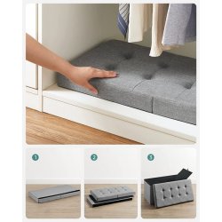 Entreb�nk - siddeb�nk med kiste 76 x 38 x 38 - lysegr� stof