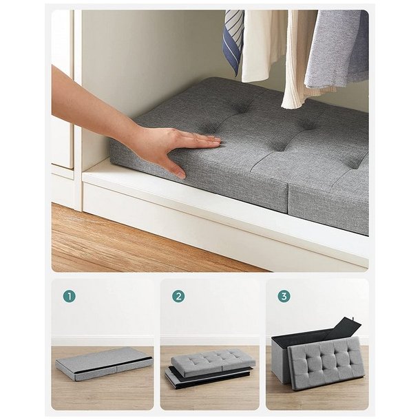 Entreb�nk - siddeb�nk med kiste 76 x 38 x 38 - lysegr� stof