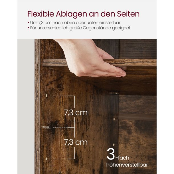 Skob�nk - siddeb�nk med skohylder - entreb�nk med skorum - rustik brun