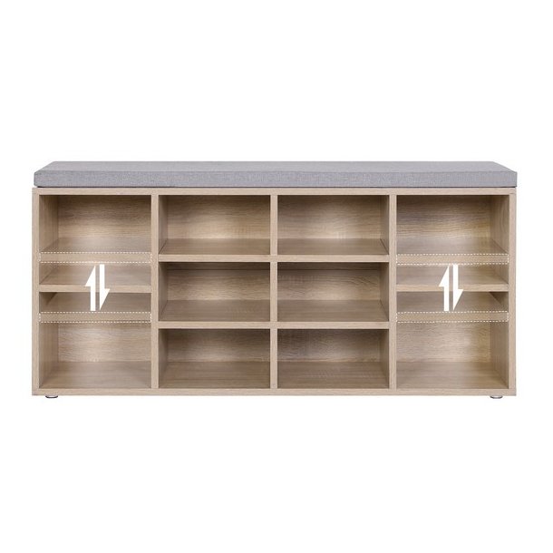 Skob�nk - siddeb�nk med skohylder - entreb�nk med skorum - brun