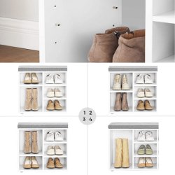 Skob�nk - siddeb�nk med skohylder - entreb�nk med skorum - hvid