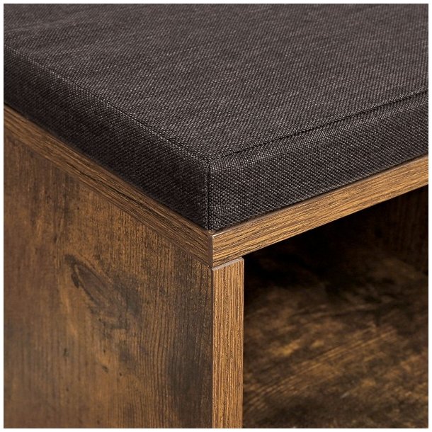 Skob�nk - entreb�nk til sko - siddeb�nk med hynde - rustik brun