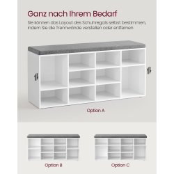 Skob�nk - siddeb�nk med skohylder - entreb�nk med skorum - hvid