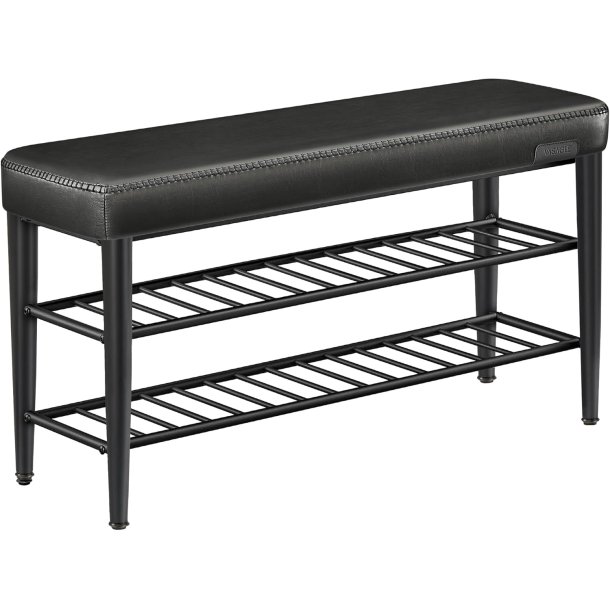 Skob�nk - siddeb�nk med skohylder - sort 30 x 100 x 50